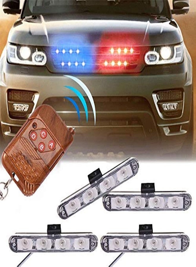 XTAUTO Car 16 LED Red & Blue Police Strobe Flash Light Dash Emergency Warning Lamp 12V - Image 1